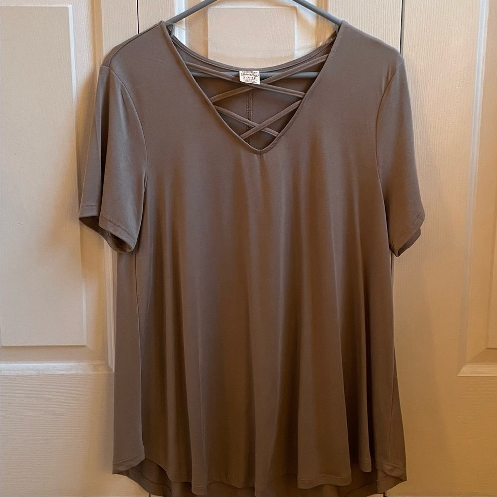 Grey/Tan Shirt with Crosses on Chest
